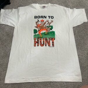 White Graphic T-Shirt with Hunting Design